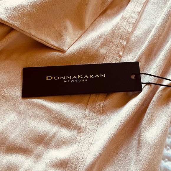 Donna Karan Draped Open-Front Faux Suede Jacket in Blush (XS) New With Tags - Picture 13 of 13